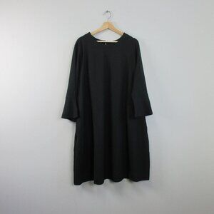 J Jill Ponte Dress 3X Black Viscose Blend Shift Knee Length Classic Bohemian 664